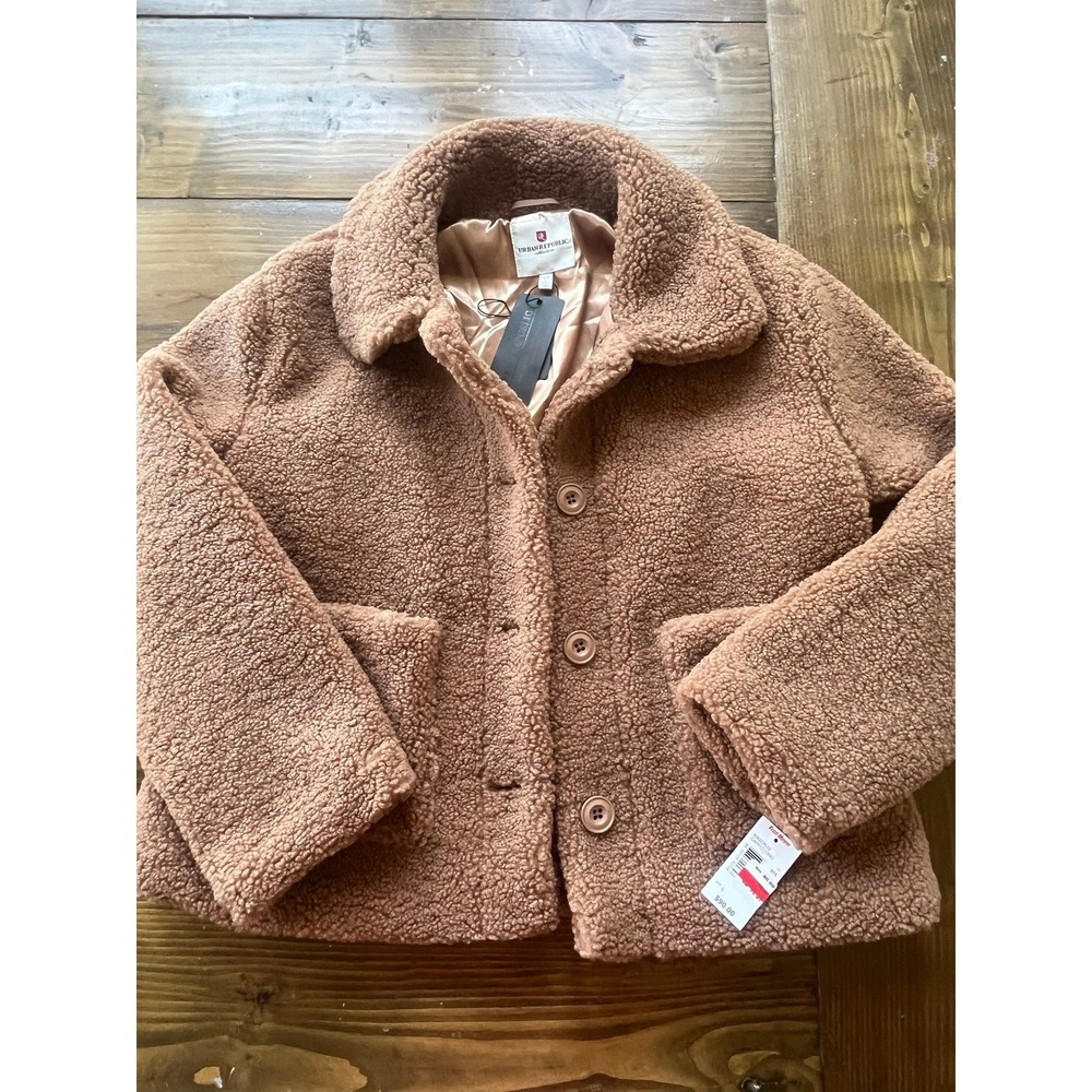 Urban Republic Faux Fur Teddy Jacket Cappuccino Brown Sherpa CoatLarge NEW
